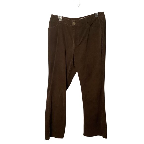 Chicos Women Brown Corduroy Pants Size 2 Large Short Cotton Blend Trousers - Picture 1 of 5